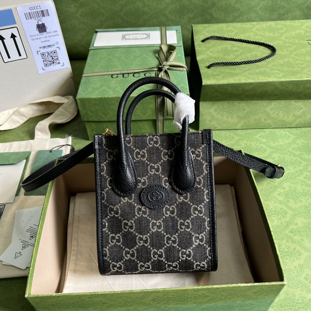 2022 GG original denim mini tote bag 671623 black