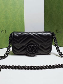 2022 GG original calfskin marmont belt bag 699757 black