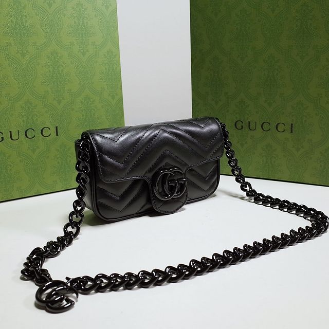 2022 GG original calfskin marmont belt bag 699757 black