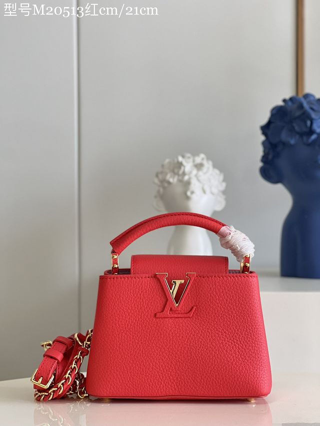 Louis vuitton original calfskin capucines mini handbag M20513 red