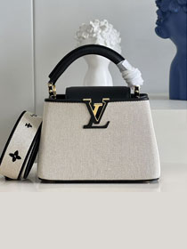 Louis vuitton original canvas capucines mini handbag M48865 black