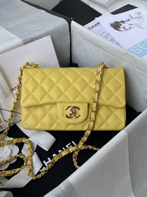 CC original fine-grained calfskin mini flap bag A69900 yellow