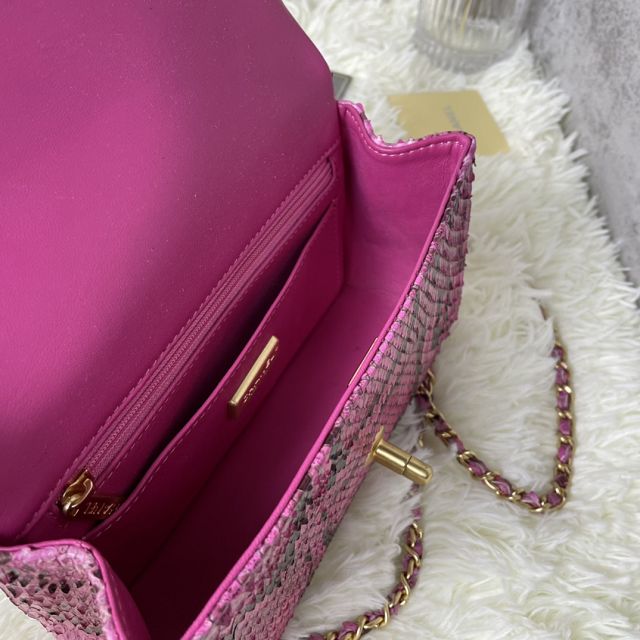 CC original python leather mini top handle flap bag AS2431 purple 
