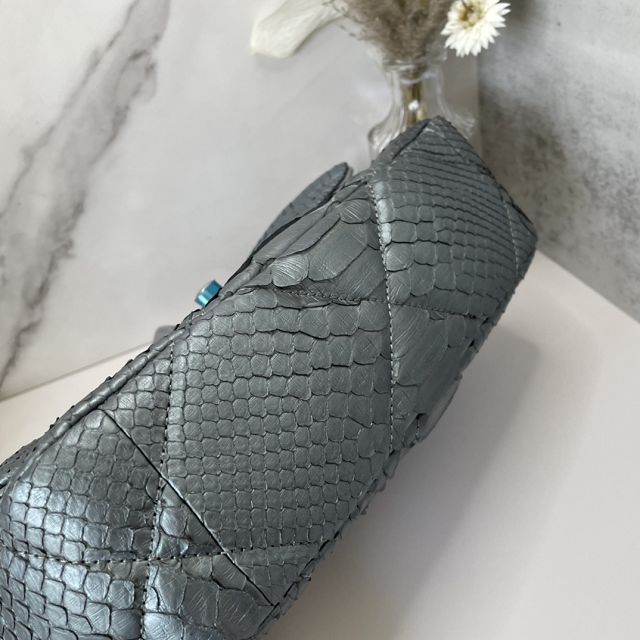 CC original python leather small flap bag bag AS1160 grey