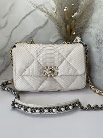 CC original python leather small flap bag bag AS1160 white