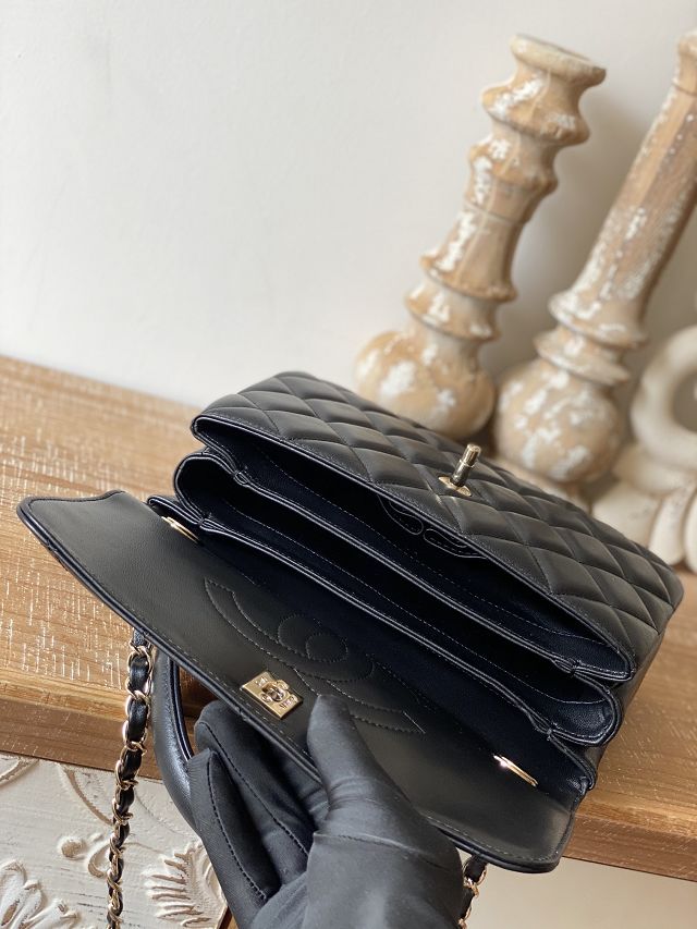 CC original lambskin top handle flap bag A92236 black