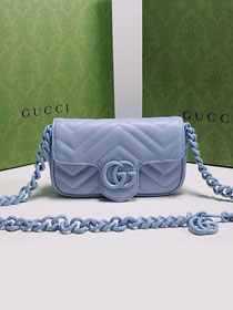 2022 GG original calfskin marmont belt bag 699757 light blue