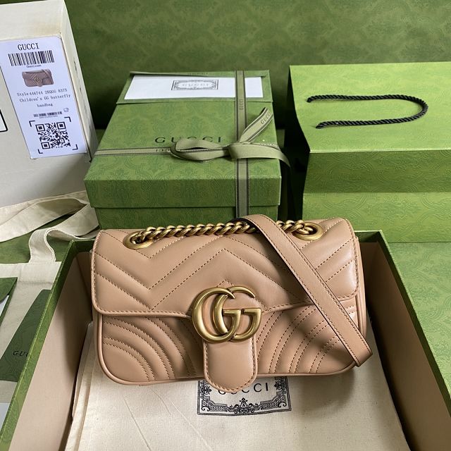 2022 GG original calfskin marmont mini bag 446744 rose beige