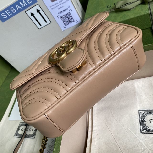 2022 GG original calfskin marmont mini bag 446744 rose beige