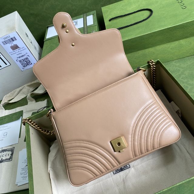 2022 GG original calfskin marmont small top handle bag 498110 rose beige