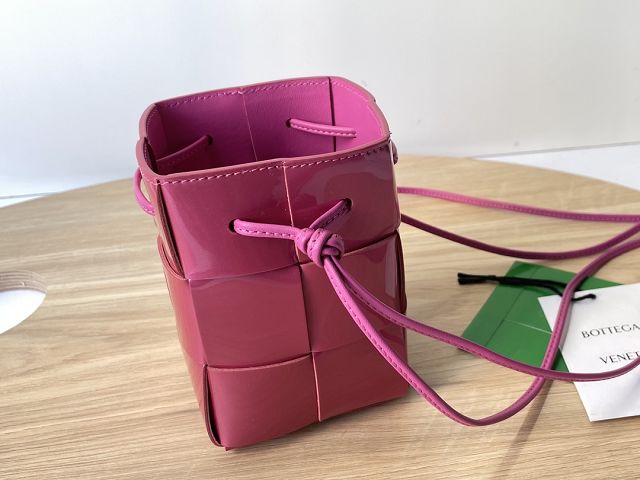 BV original patent calfskin cassette small bucket bag 680217 cranberry