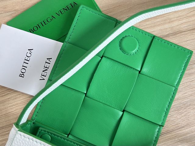 BV original grained calfskin mini cassette bag 666688 white&green