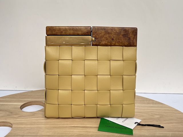 BV original lambskin square snap clutch bag 647747 cassava