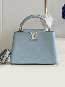Louis vuitton original calfskin capucines BB handbag M20841 light blue
