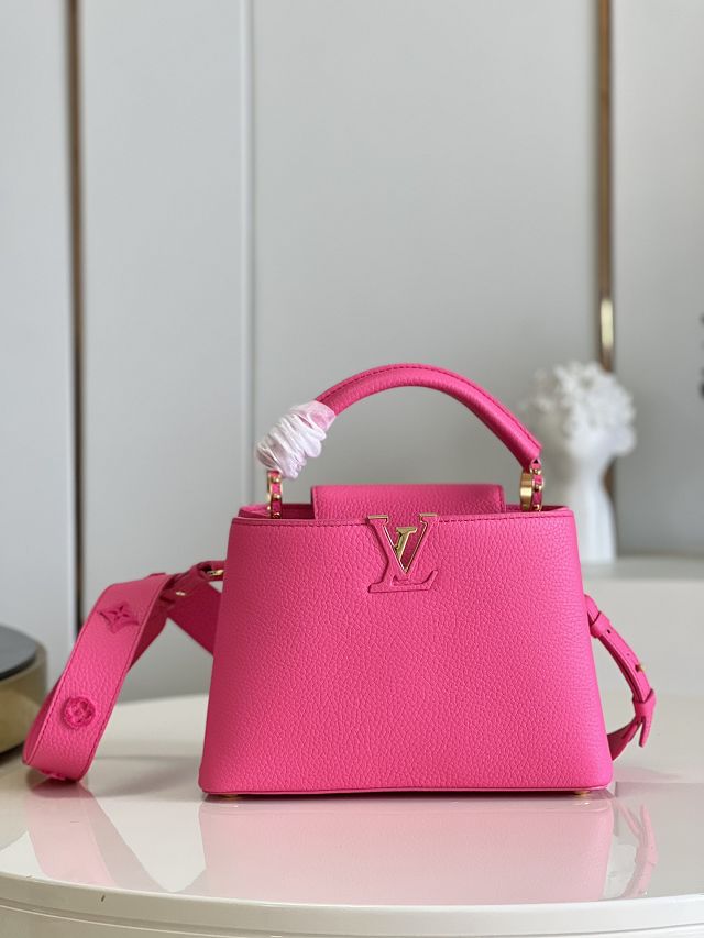 Louis vuitton original calfskin capucines BB handbag M20847 rose red