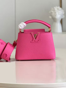 Louis vuitton original calfskin capucines mini handbag M20848 rose red