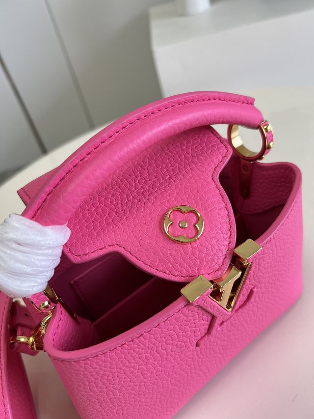 Louis vuitton original calfskin capucines mini handbag M20848 rose red