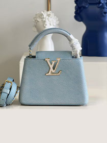 Louis vuitton original calfskin capucines mini handbag M59850 light blue