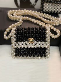 CC imitation pearls small evening bag AS3274 black