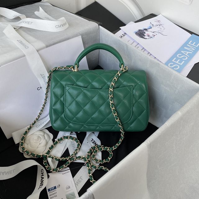 CC original lambskin top handle flap bag bag AS2431-2 green