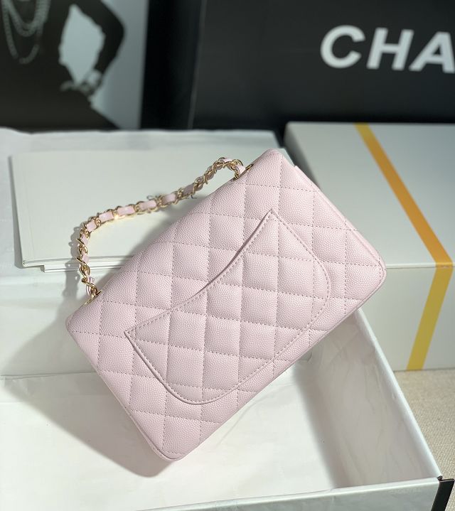 CC original grained calfskin mini flap bag A69900 light pink