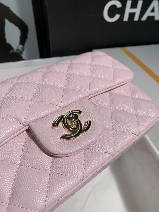 CC original grained calfskin mini flap bag A69900 light pink