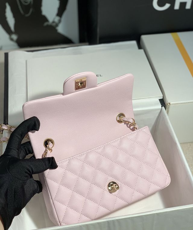 CC original grained calfskin mini flap bag A69900 light pink