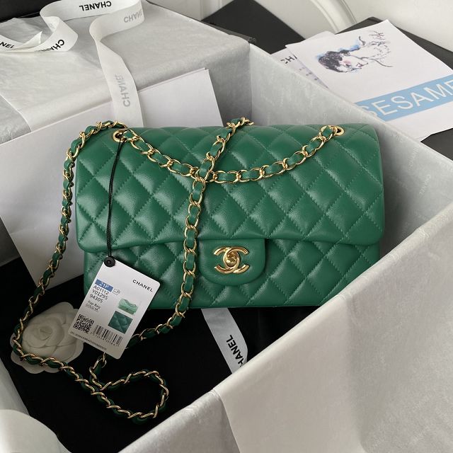 CC original lambskin medium flap bag A01112 green