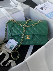 CC original lambskin small flap bag A01113 green