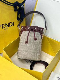 Fendi canvas small mon tresor bucket bag 8BS010 burgundy