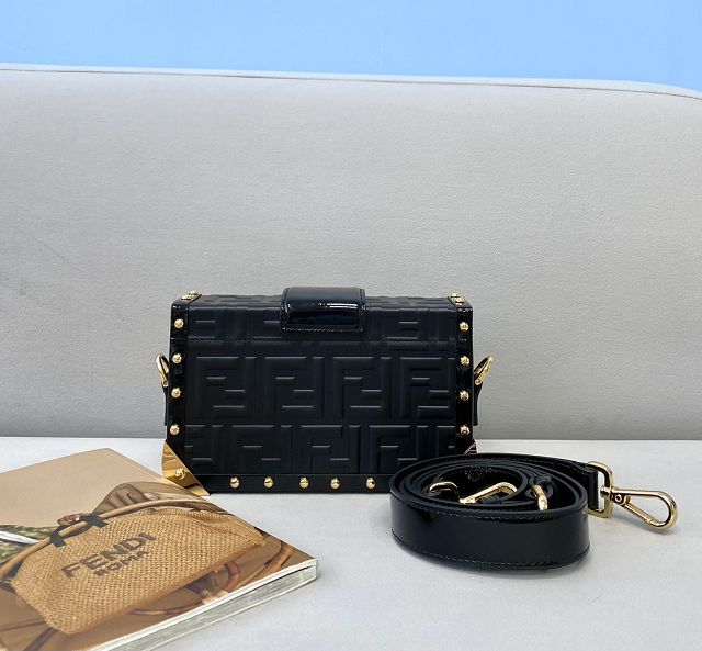 Fendi original calfskin mini baguette trunk 7VA507 black