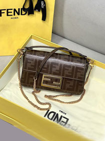 Fendi original fabric mini baguette bag 8BS017 brown