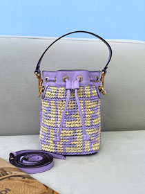 Fendi straw small mon tresor bucket bag 8BS010 purple