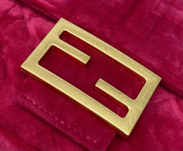 Fendi original velvet medium baguette bag 8BR600 rose red