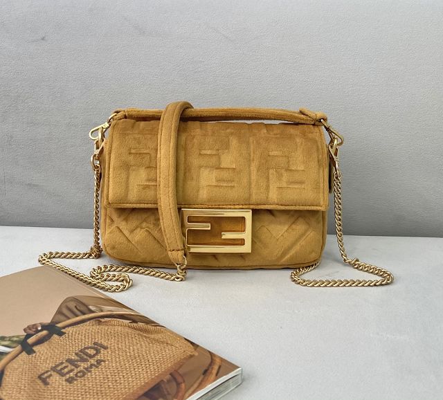 Fendi original velvet mini baguette bag 8BS017 brown