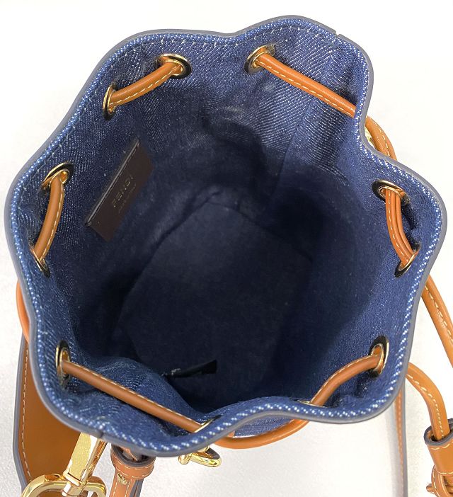Fendi denim small mon tresor bucket bag 8BS010 blue