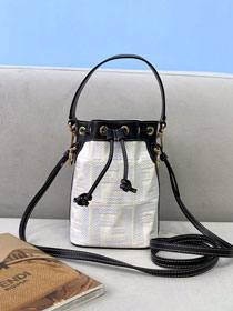 Fendi denim small mon tresor bucket bag 8BS010 white