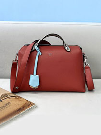 Fendi original calfskin medium by the way boston bag 8BL146 dark red