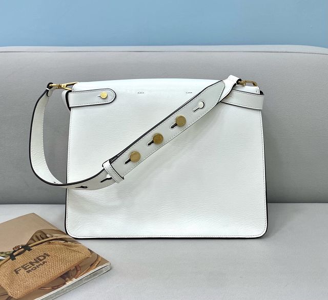 Fendi original calfskin medium kan U bag 8M0516 white