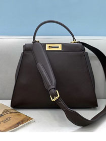 Fendi original calfskin medium peekaboo bag 8BN240 dark coffee