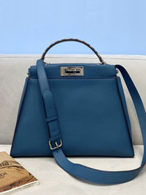 Fendi original calfskin medium peekaboo bag 8BN240 navy blue