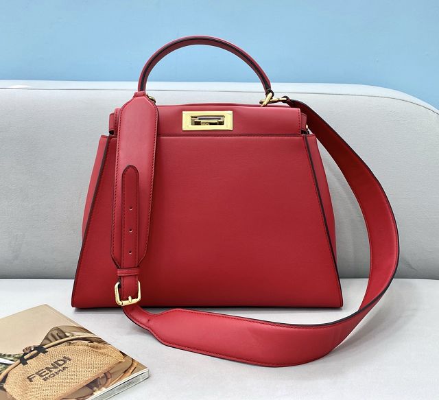 Fendi original calfskin medium peekaboo bag 8BN240 red