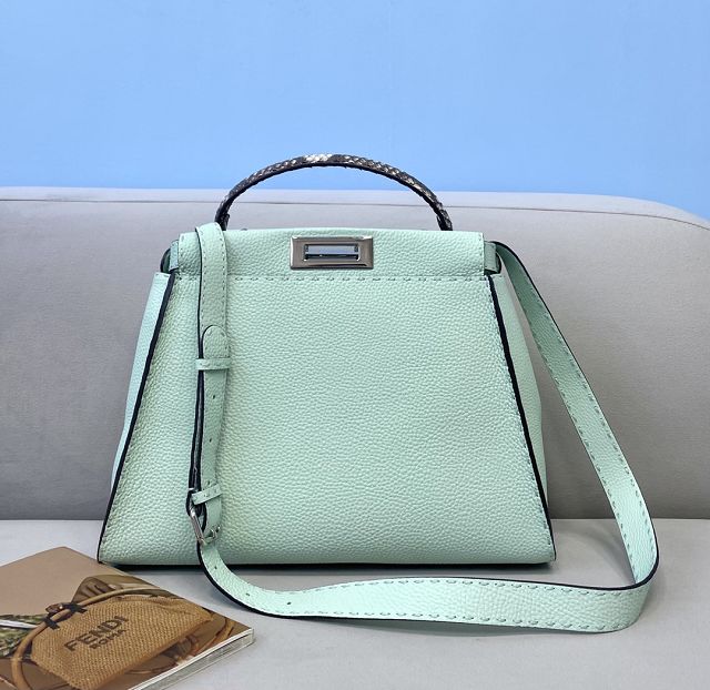 Fendi original grained calfskin medium peekaboo bag 8BN240-3 light green