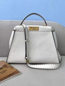 Fendi original grained calfskin medium peekaboo bag 8BN240-4 white