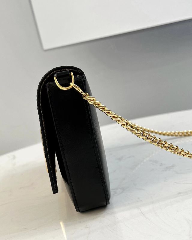 Fendi original calfskin wallet on chain 8BS032 black