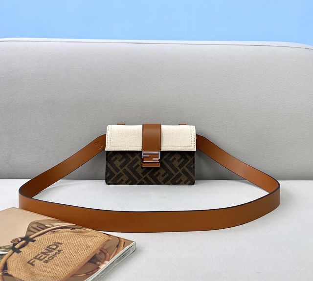 Fendi original canvas baguette pouch 7M0295 brown