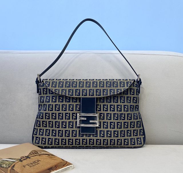 Fendi original fabric large shoulder bag 8BR156 blue