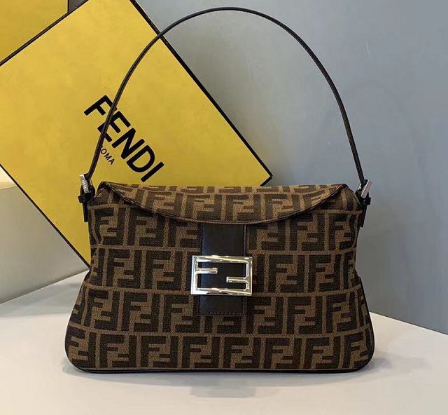 Fendi original fabric large shoulder bag 8BR156 brown