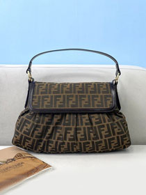 Fendi original fabric large shoulder bag 8BR333 brown