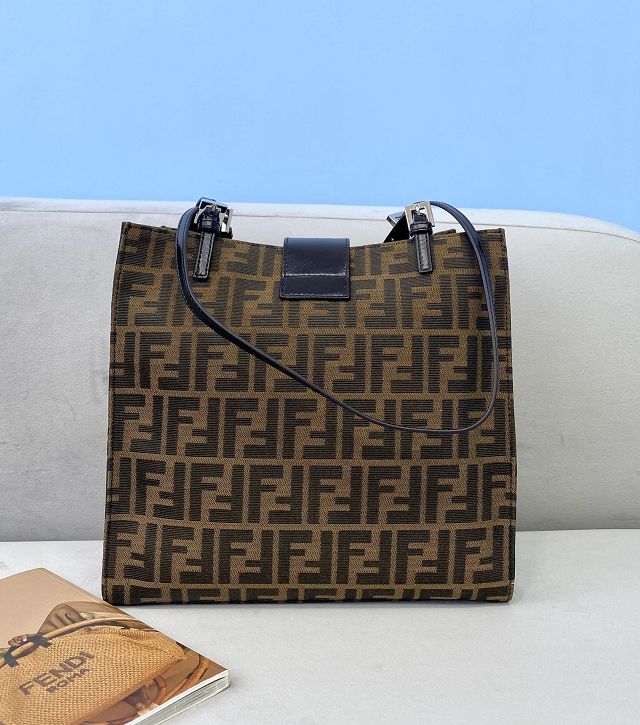 Fendi original fabric medium tote bag 8BR317 brown